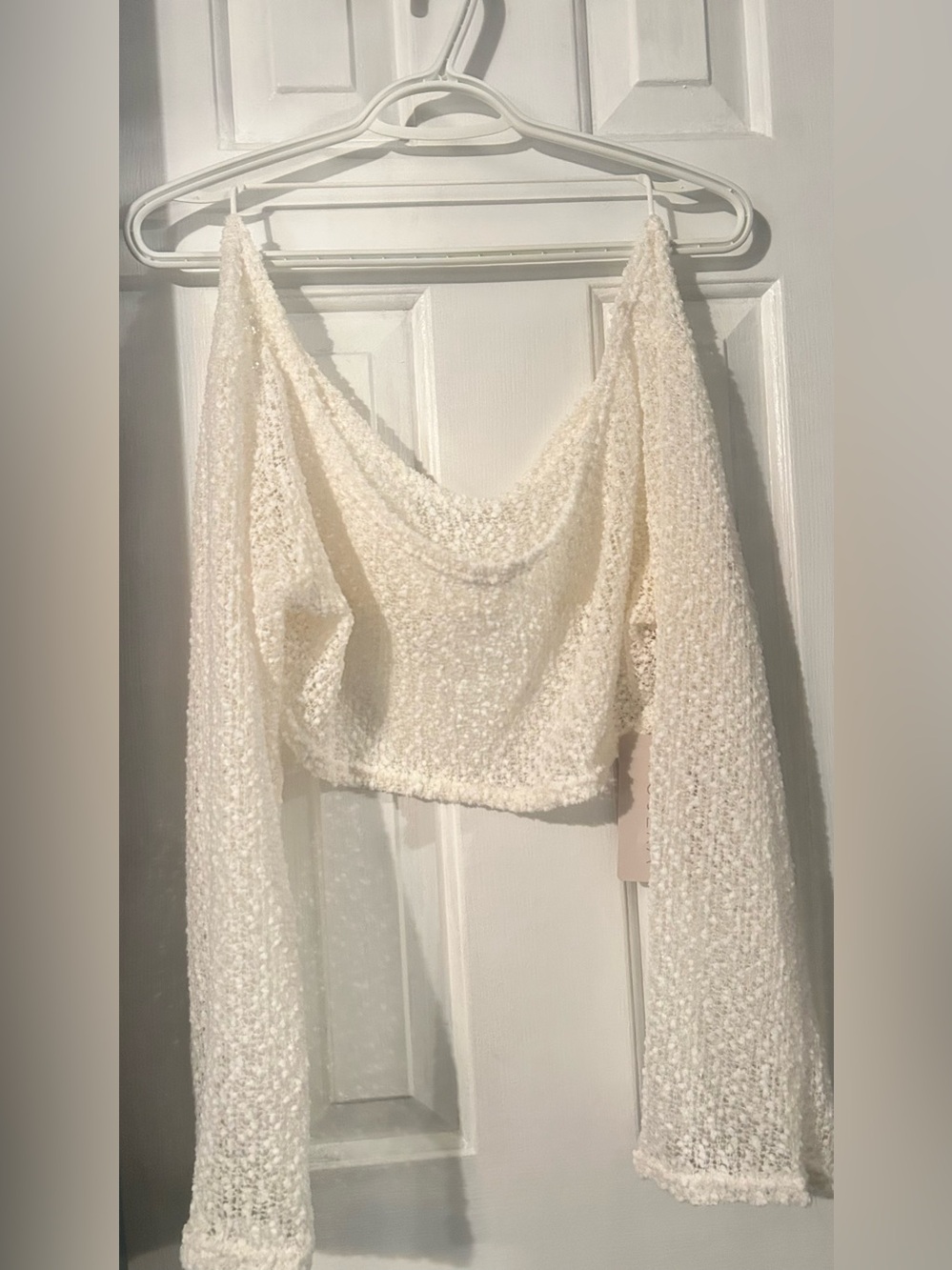 Cozy Ivory Bouclé Cropped Women's Top